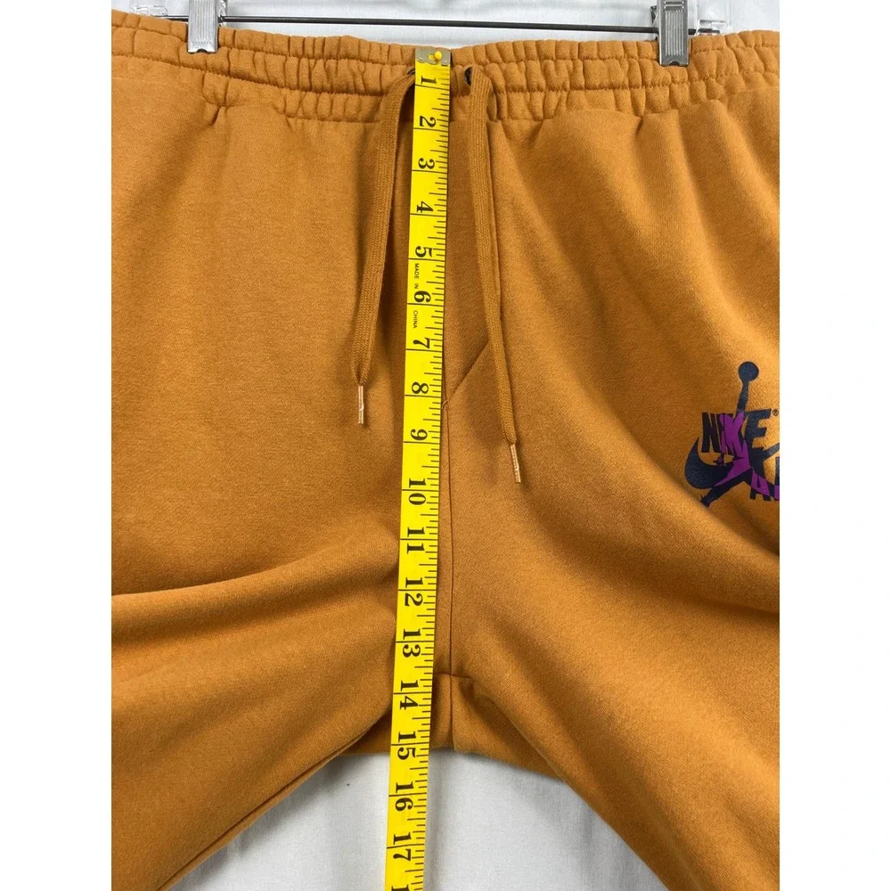 Nike Jordan Sweatpants Mens Large Air Jumpman Logo Orange Fleece Joggers Pants